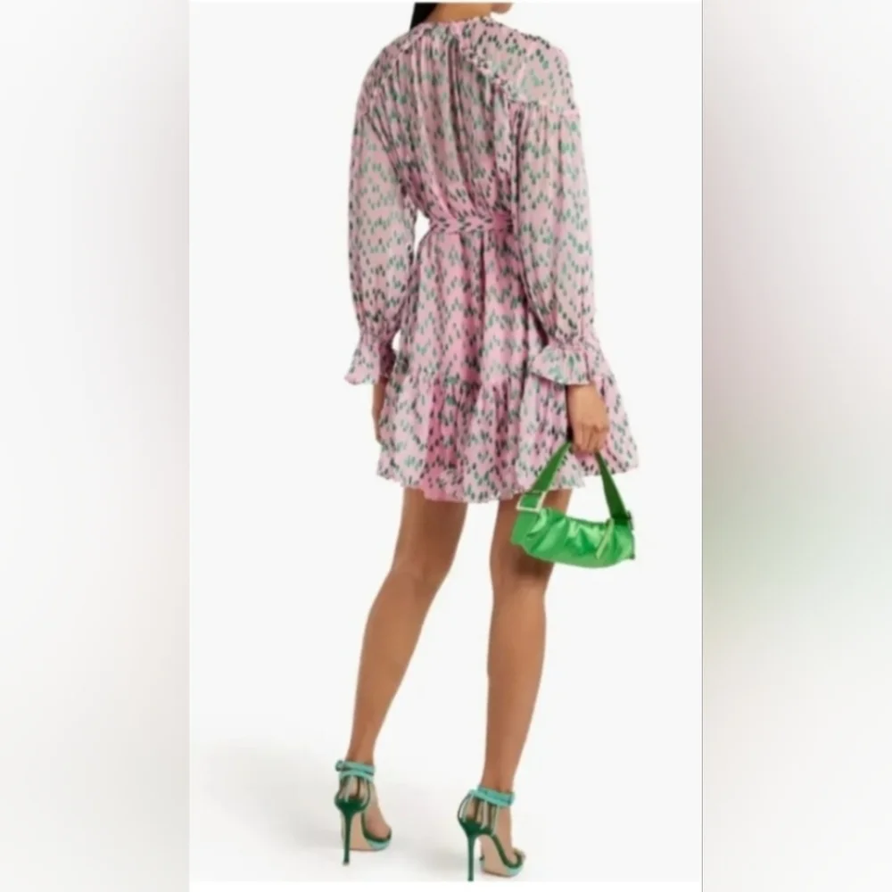 Saloni Pixie Mini Pink and Green Patterned Women's Dress Sz 6 - Picture 2 of 16